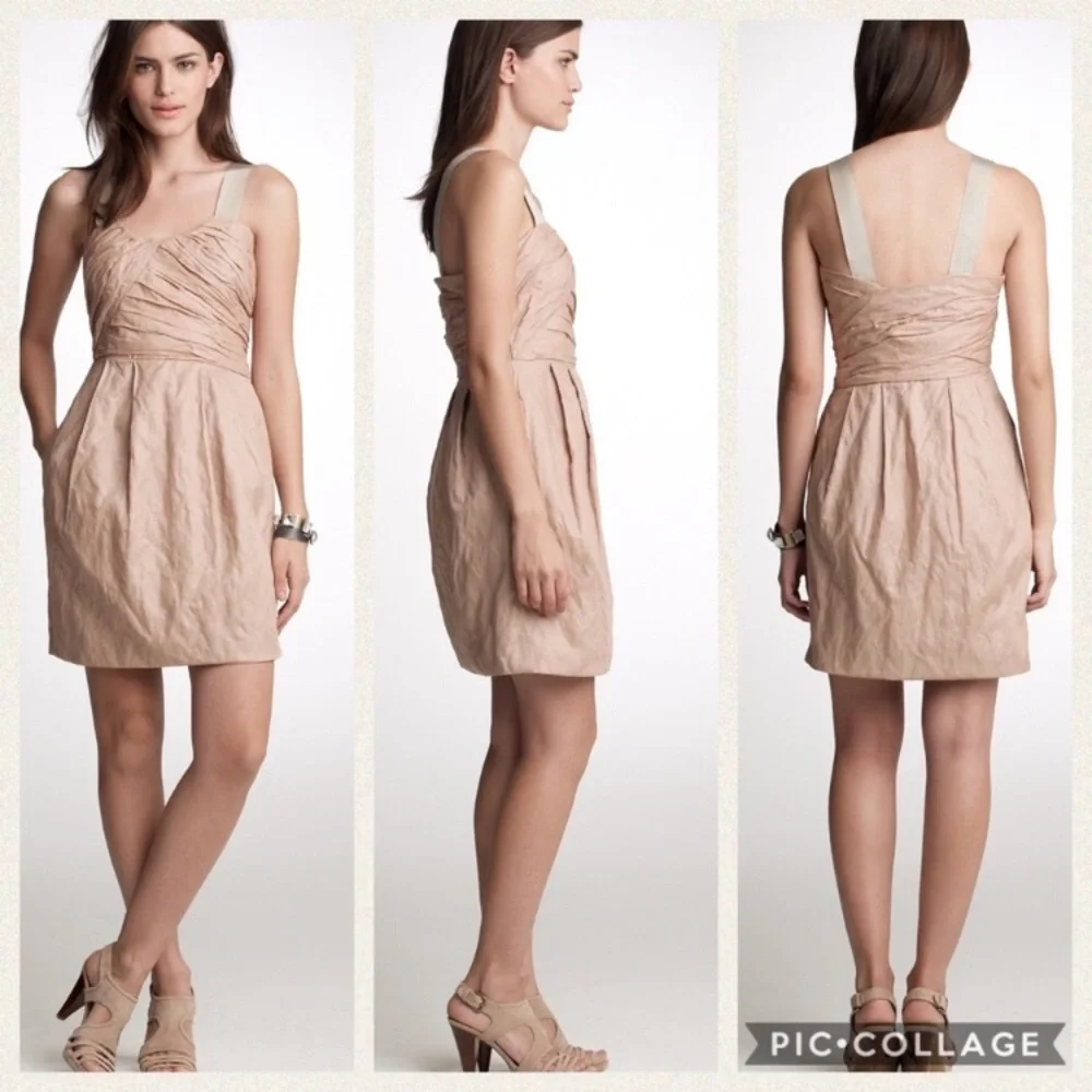 J. Crew Vivette Crinkle Cotton Metallic Dress